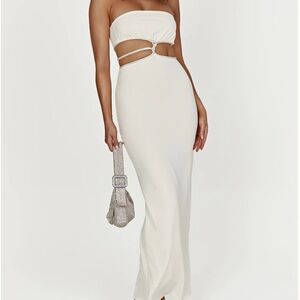 Meshki Billie Strapless Maxi Dress, Bone, Size Small